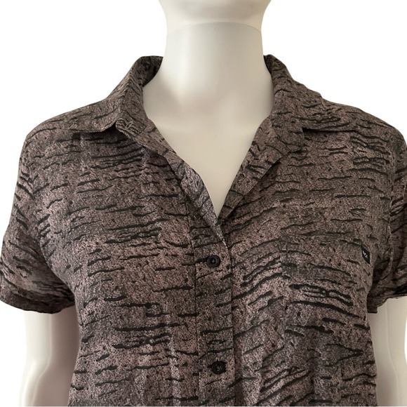 RVCA Button Front Black Deep Purple Short Sleeve top shirt small - Picture 3 of 9